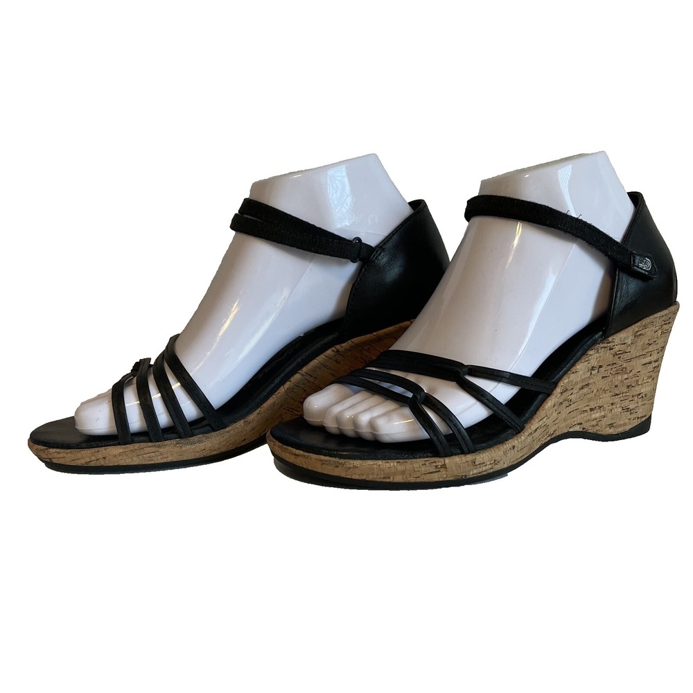 Teva Women's Riviera Cork Wedge Strappy Ankle Strap Sandal Black, Size 7.5